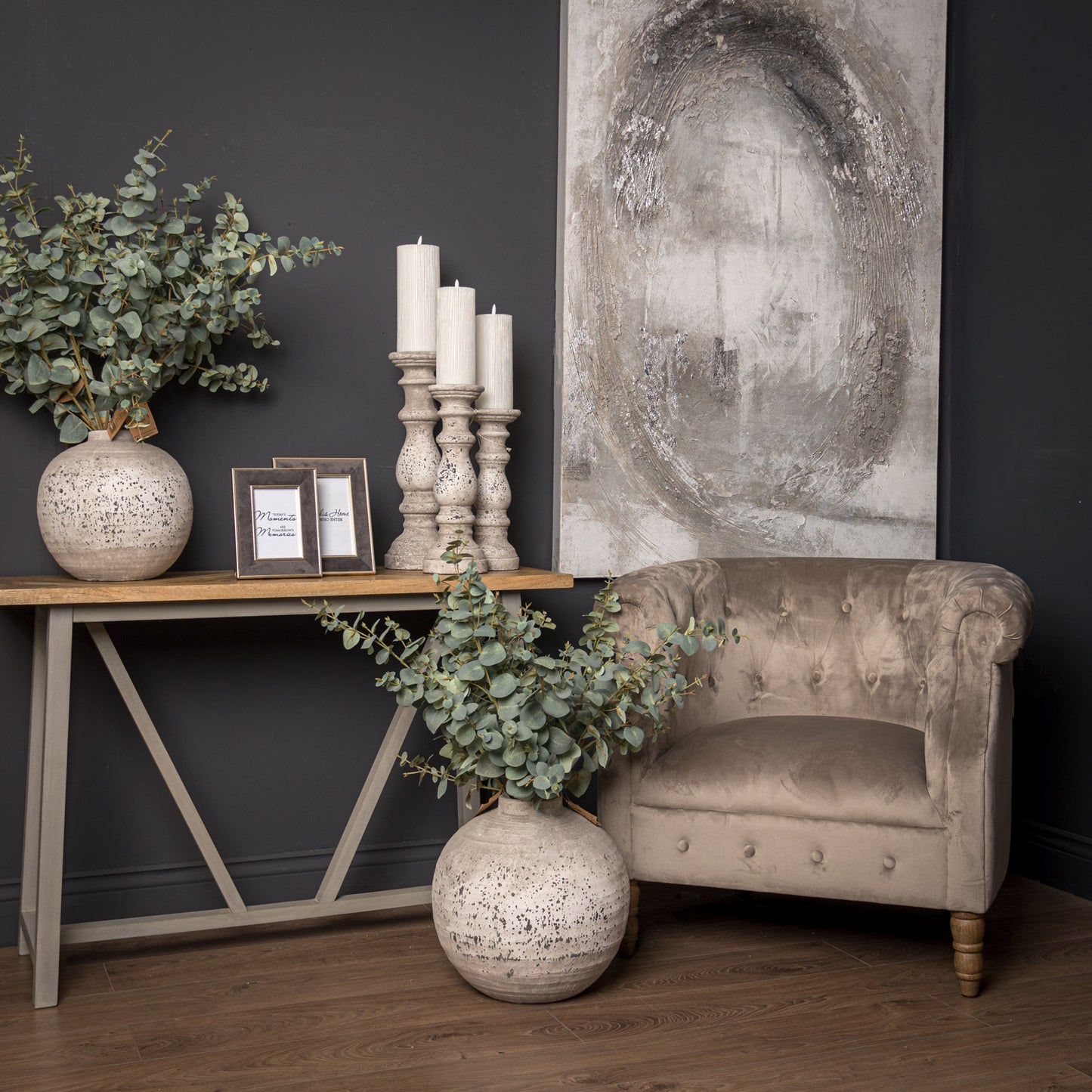 Medium Stone Ceramic Column Candle Holder