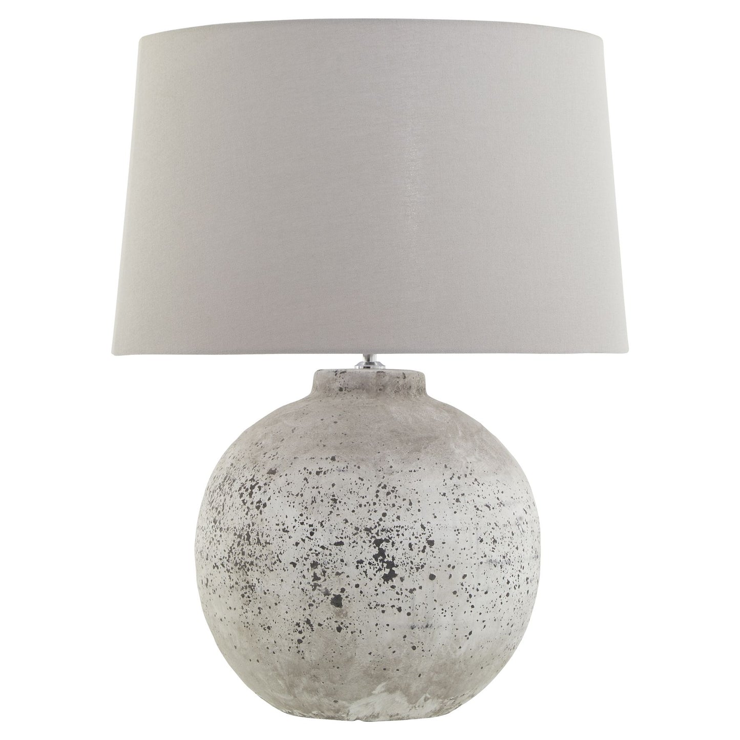 Large Stone Ceramic Lamp With Grey Fabric Shade