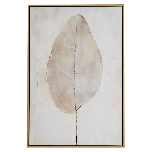 Hand Painted Leaf Framed Canvas Wall Art