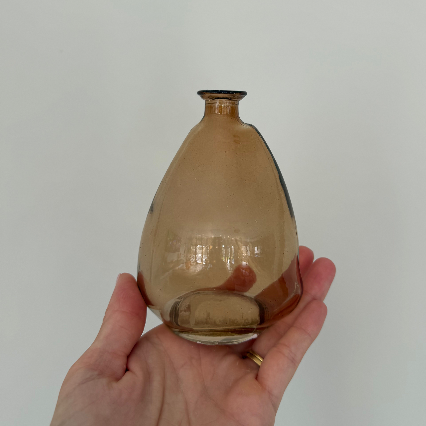 Small Smoked Irregular Glass Bud Vase Bottle