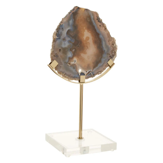 Brown & Gold Agate Crystal Sculpture