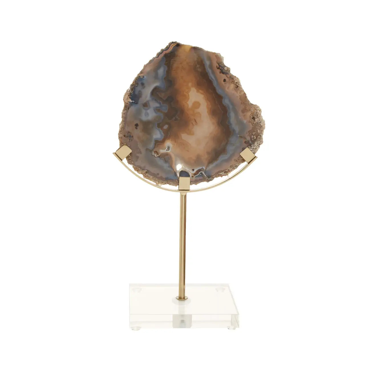 Brown & Gold Agate Crystal Sculpture
