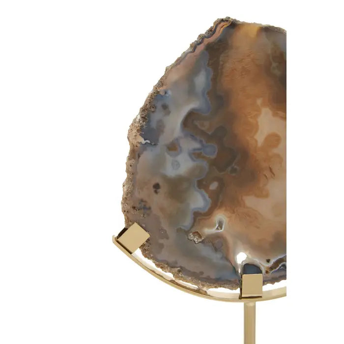 Brown & Gold Agate Crystal Sculpture