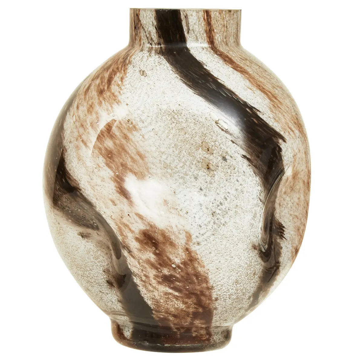 Round Glass Neutral Marbled Vase | Small