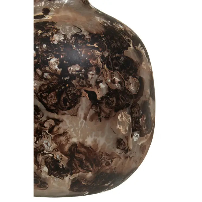 Brown Marbled Round Glass Vase