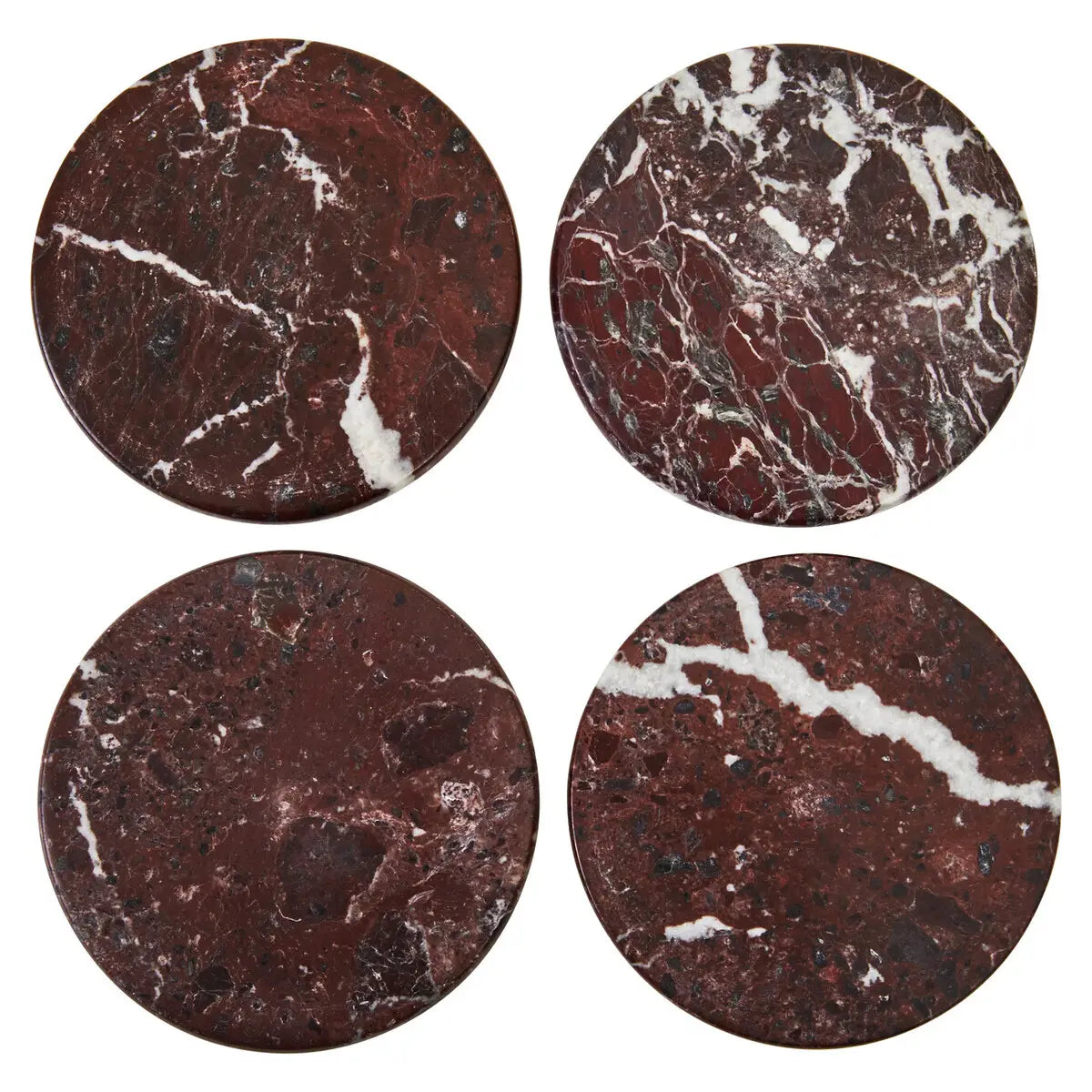 Red Marble Set Of 4 Coasters