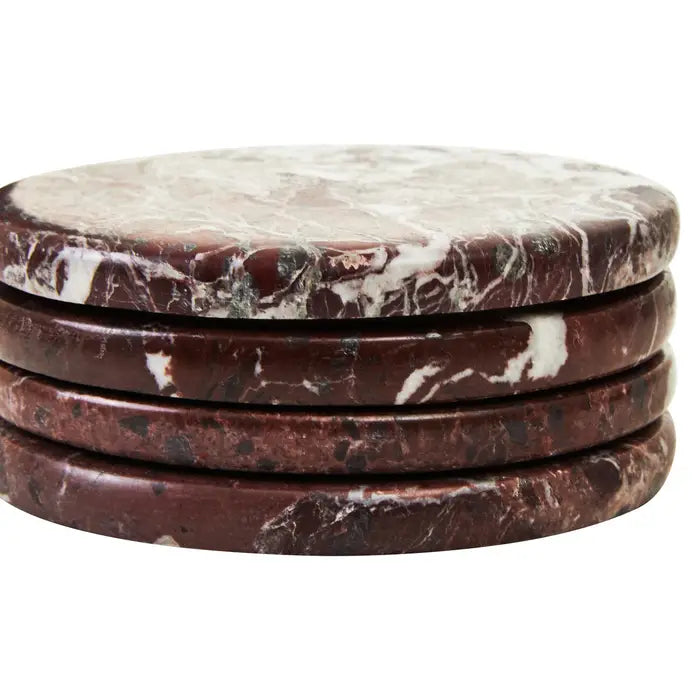 Red Marble Set Of 4 Coasters