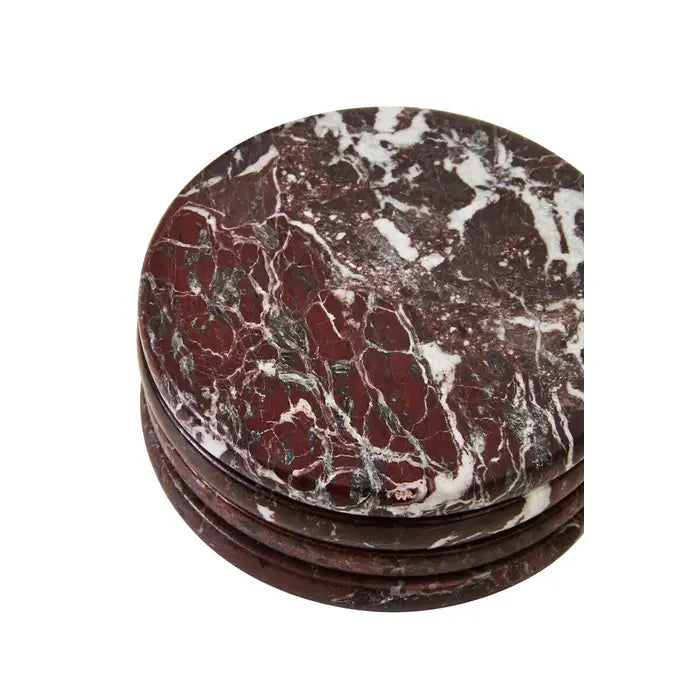 Red Marble Set Of 4 Coasters