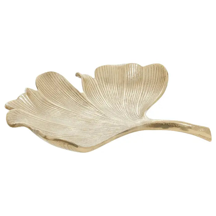 Large Antique Gold Finish Leaf Dish Bowl