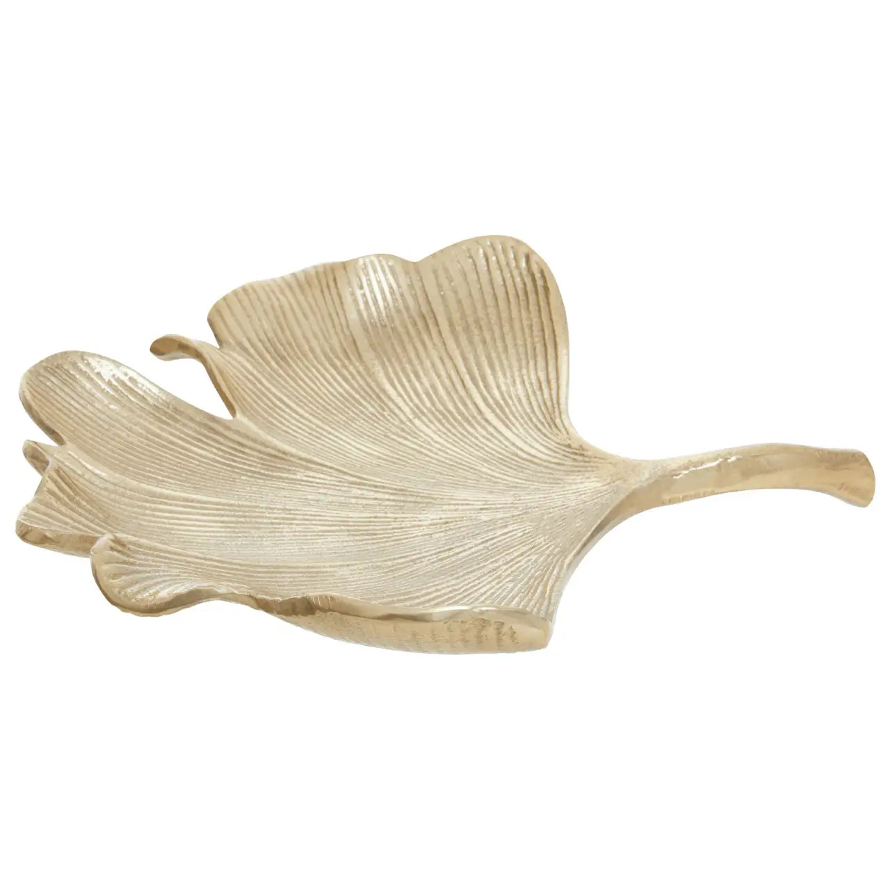 Large Antique Gold Finish Leaf Dish Bowl