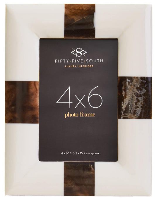 Cream & Wood Brown Photo Frame 4 x 6in