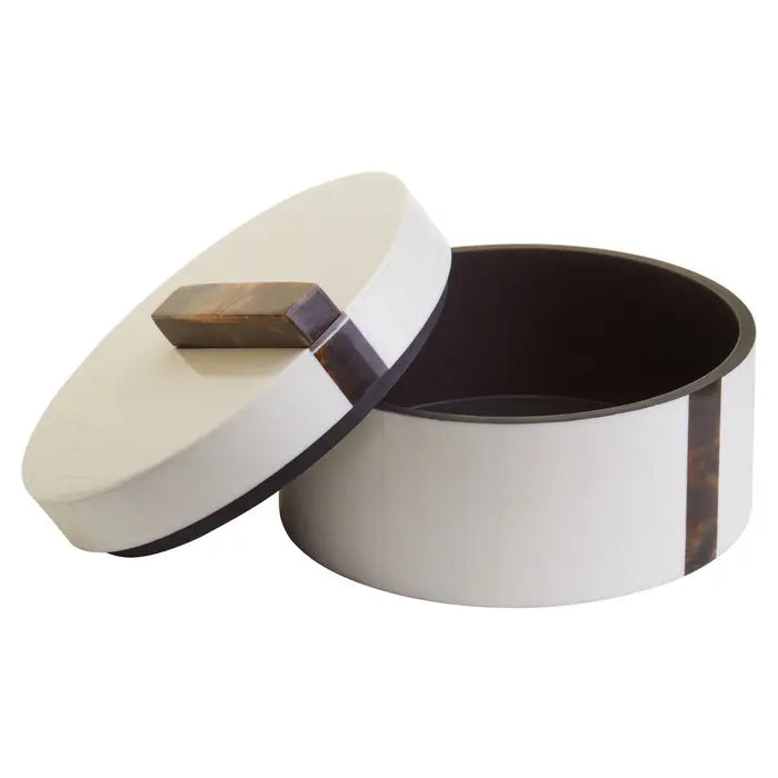 Large Round Cream & Brown Decorative Box