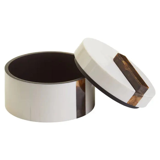 Small Round Cream & Brown Decorative Box
