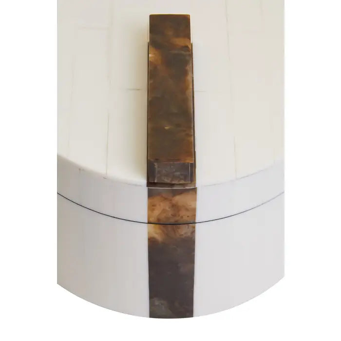 Large Round Cream & Brown Decorative Box