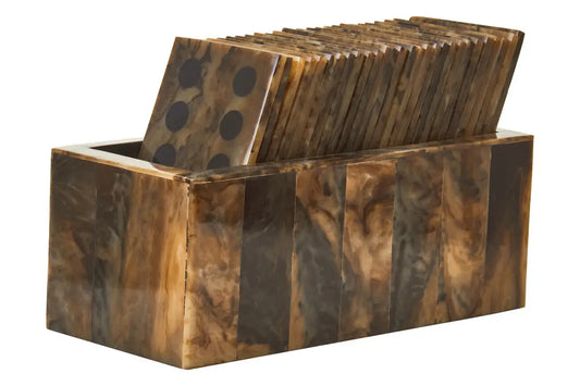 Brown Wood Decorative Dominos Games Ornament Set