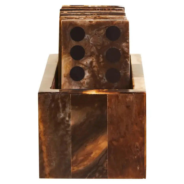 Brown Wood Decorative Dominos Games Ornament Set