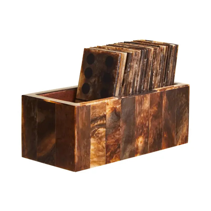 Brown Wood Decorative Dominos Games Ornament Set