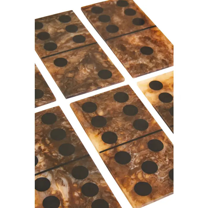 Brown Wood Decorative Dominos Games Ornament Set