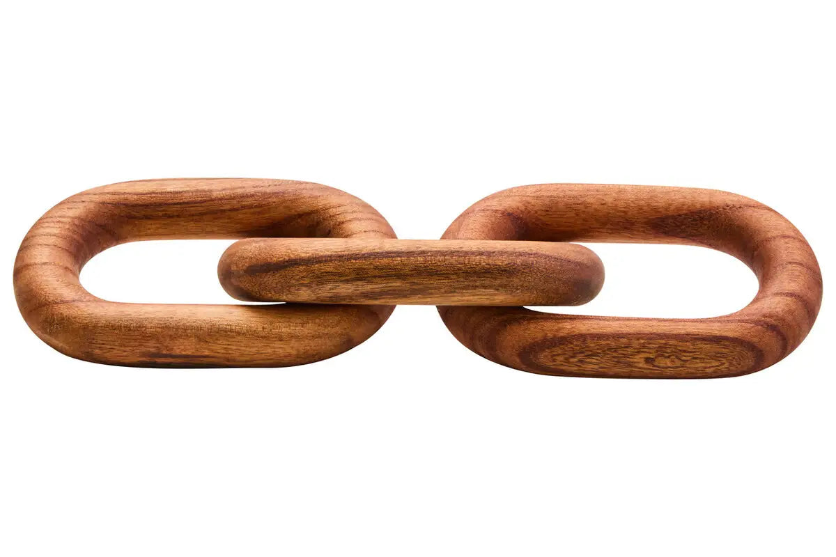 Brown Wood Three Link Chain Sculpture Ornament