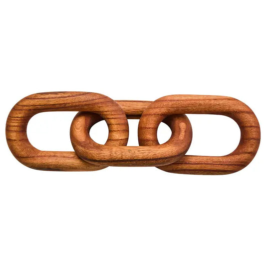 Brown Wood Three Link Chain Sculpture Ornament