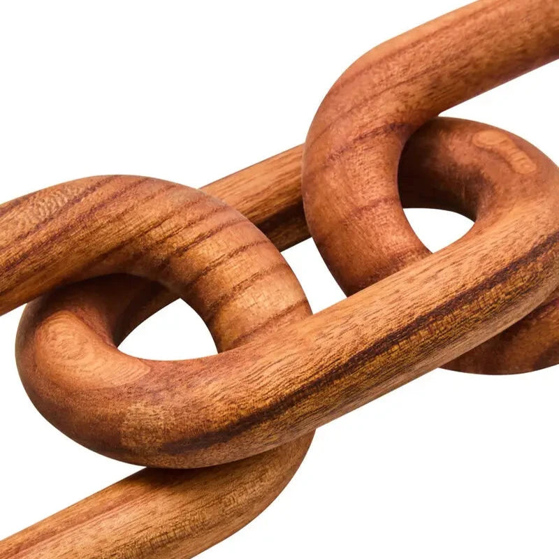 Brown Wood Three Link Chain Sculpture Ornament