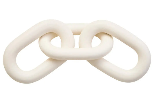 White Wood Three Link Chain Sculpture Ornament