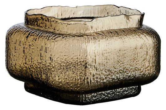 Brown Textured Glass Wide Vase