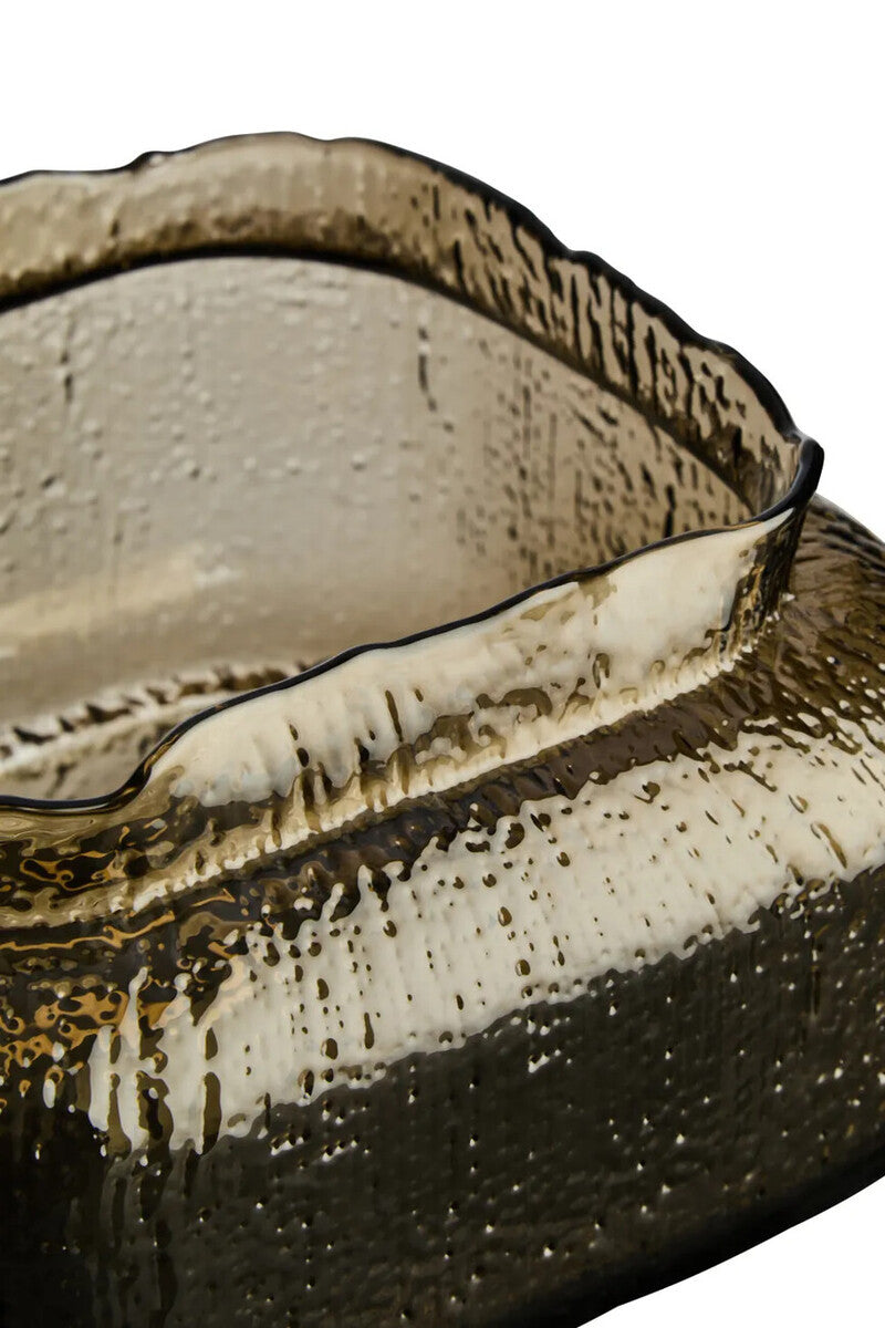 Brown Textured Glass Wide Vase