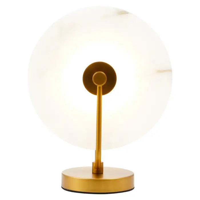 White Marble & Gold Finish Round Table Lamp