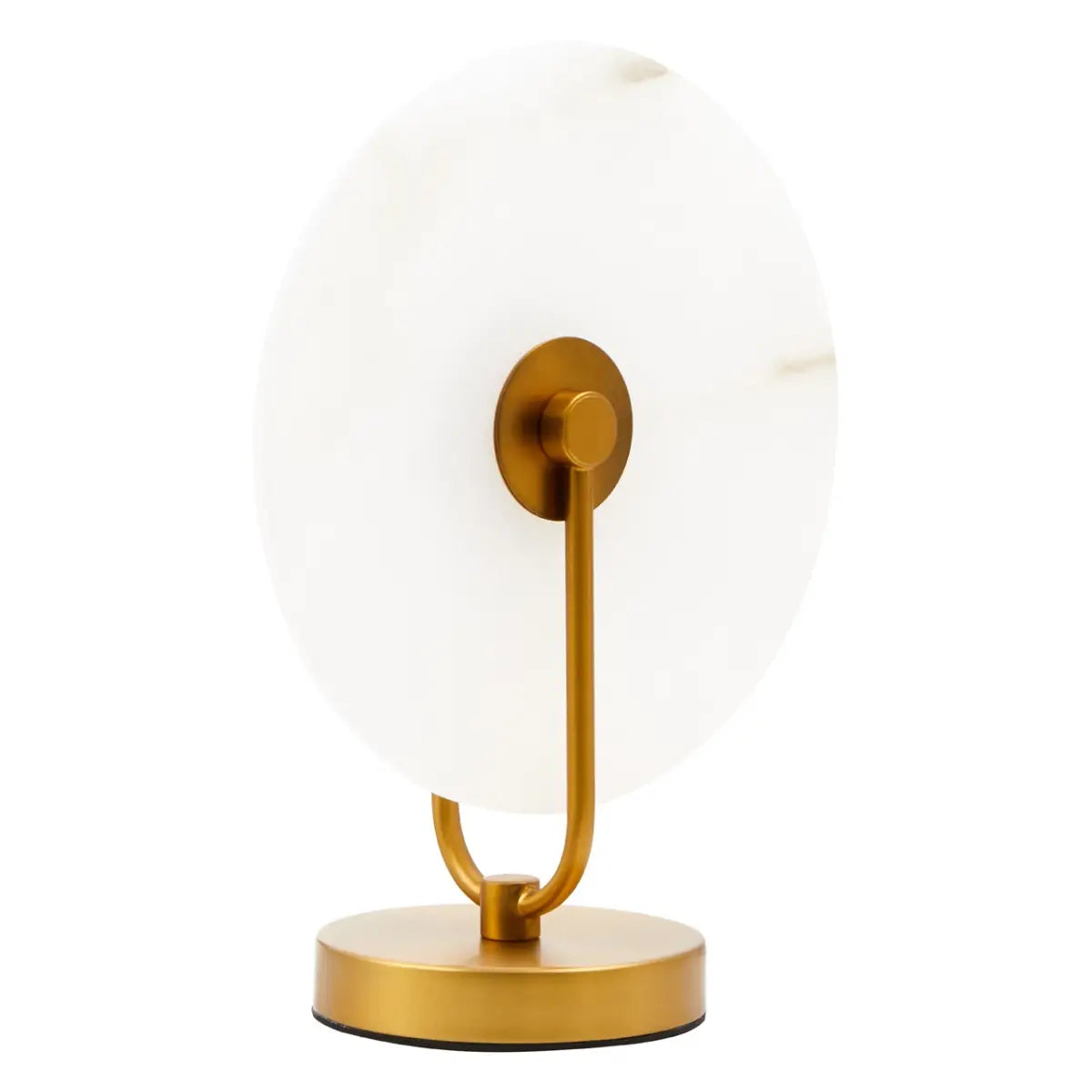White Marble & Gold Finish Round Table Lamp