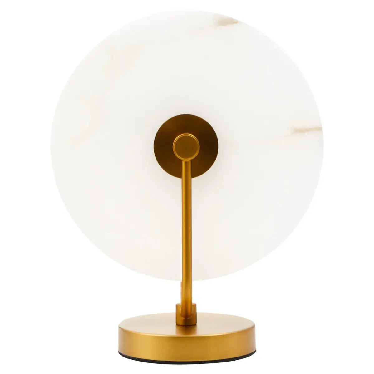 White Marble & Gold Finish Round Table Lamp