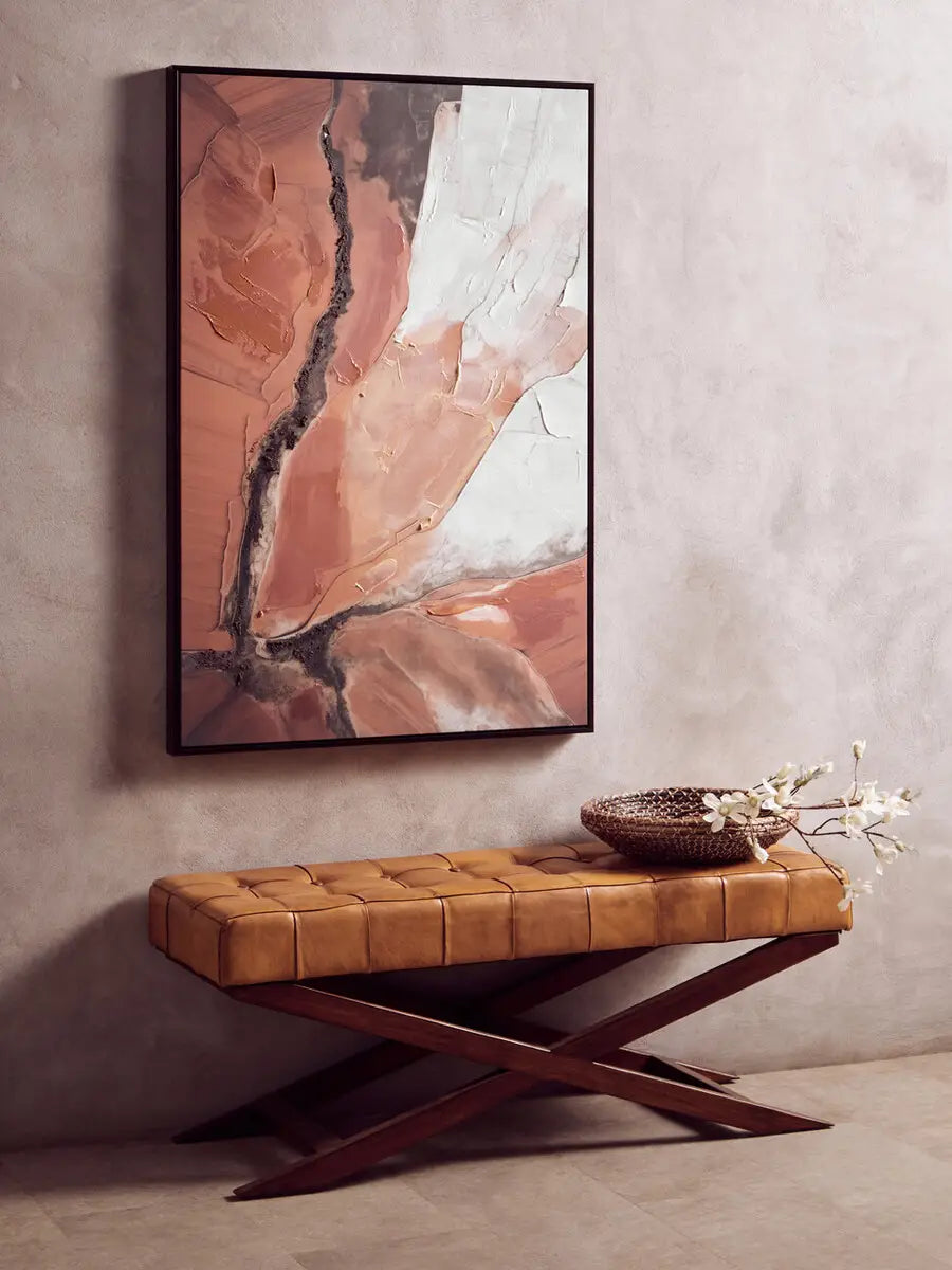 Orange / Red Textured Framed Canvas Abstract Wall Art