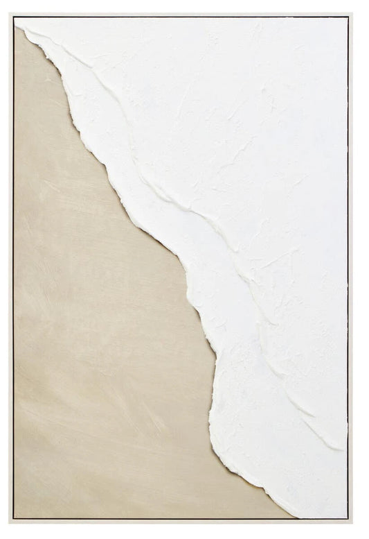 Neutral & White Abstract Textured Wall Art Framed Canvas