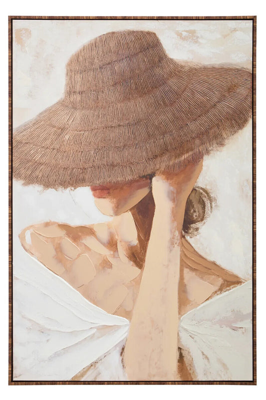 Neutral Textured Lady Figure Wall Art Framed Canvas