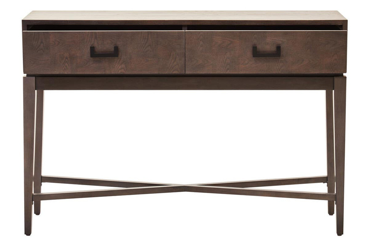 Two Drawer Antique Grey Wood Console Table