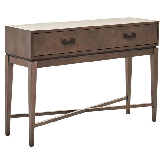 Two Drawer Antique Grey Wood Console Table