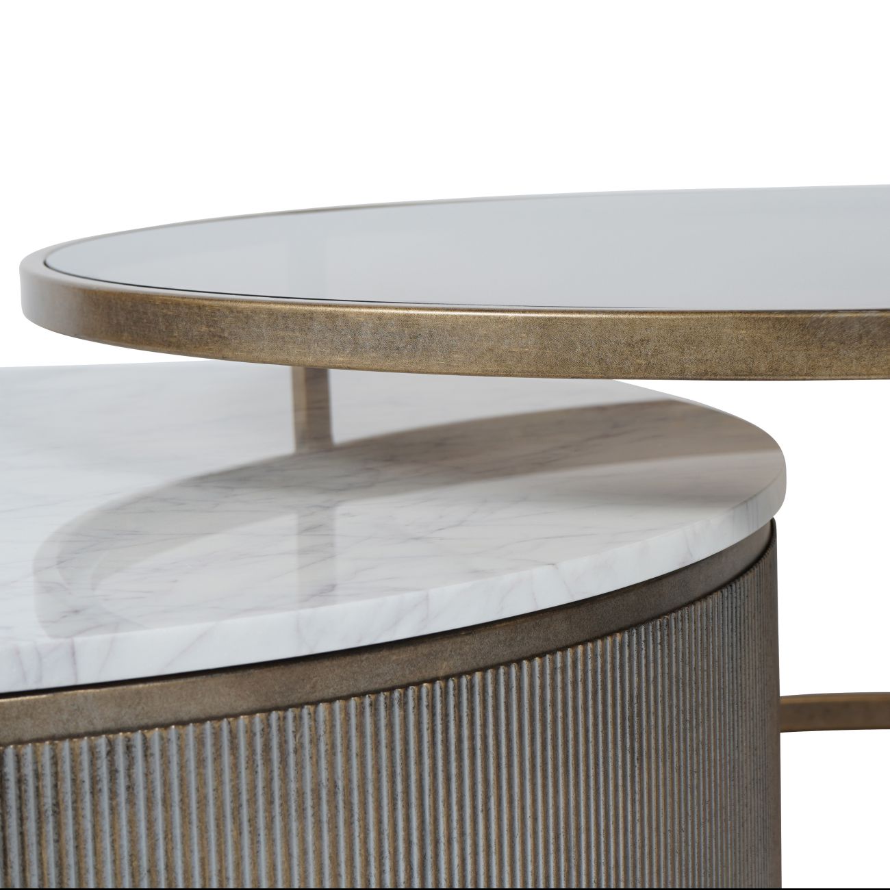 Aged Gold Corrugated Set Of 2 Nesting Coffee Tables