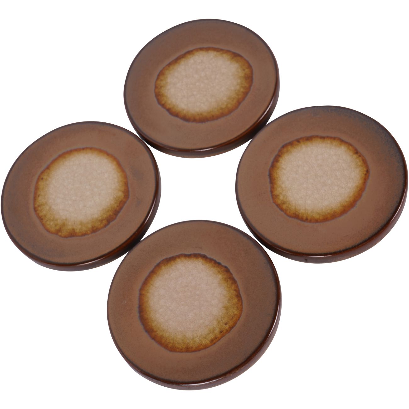 Brown Reactive Glaze Round Coasters Set Of 4