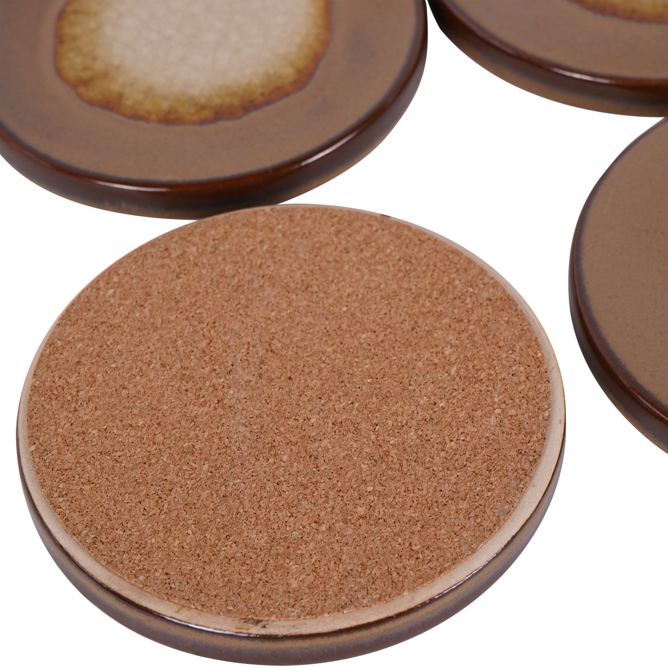 Brown Reactive Glaze Round Coasters Set Of 4