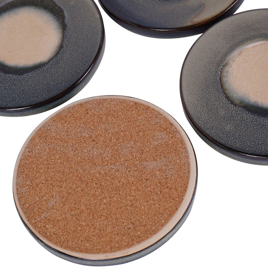 Blue Reactive Glaze Round Coasters Set Of 4