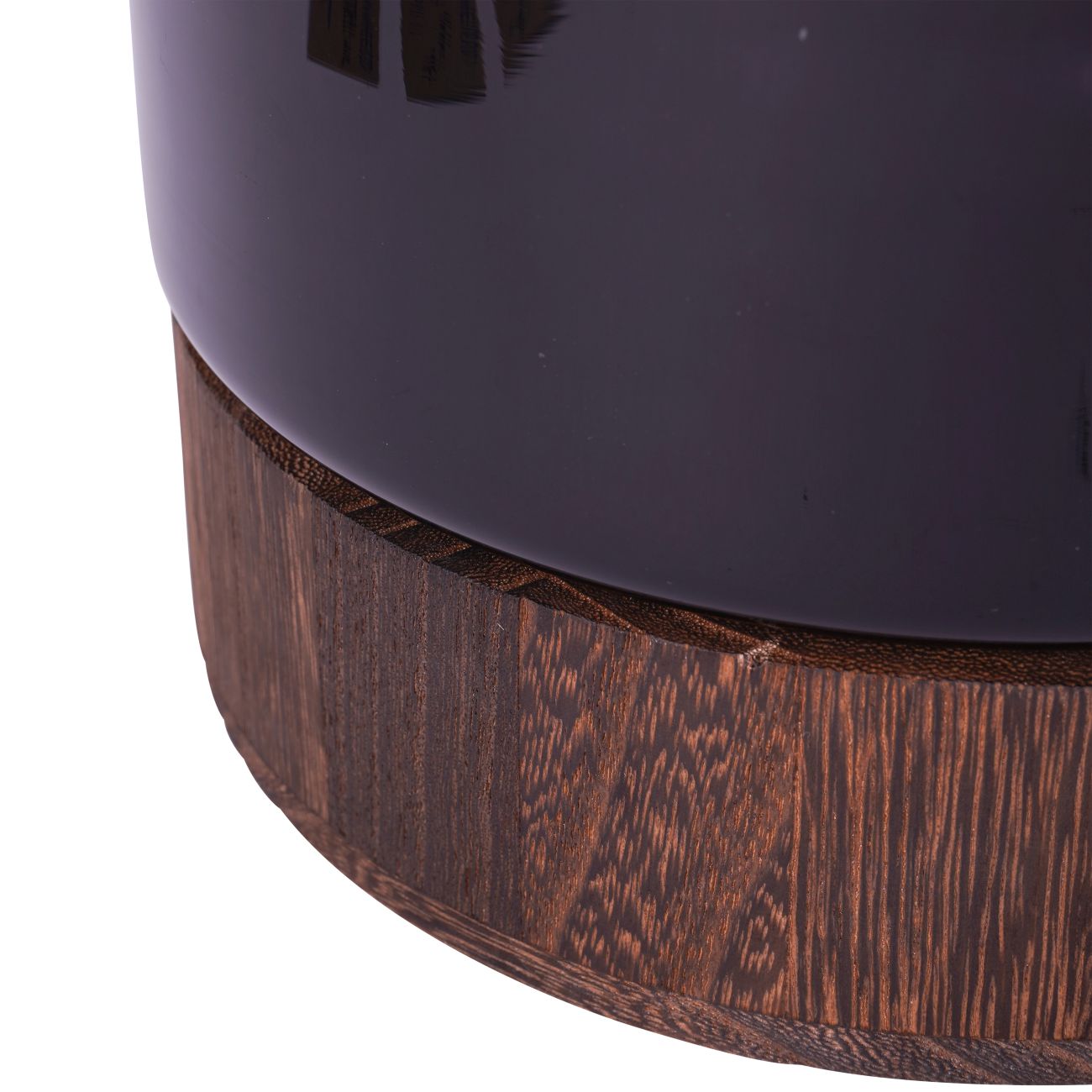 Noir Black Glass Hurricane Candle Holder / Vase With Wooden Base | Large