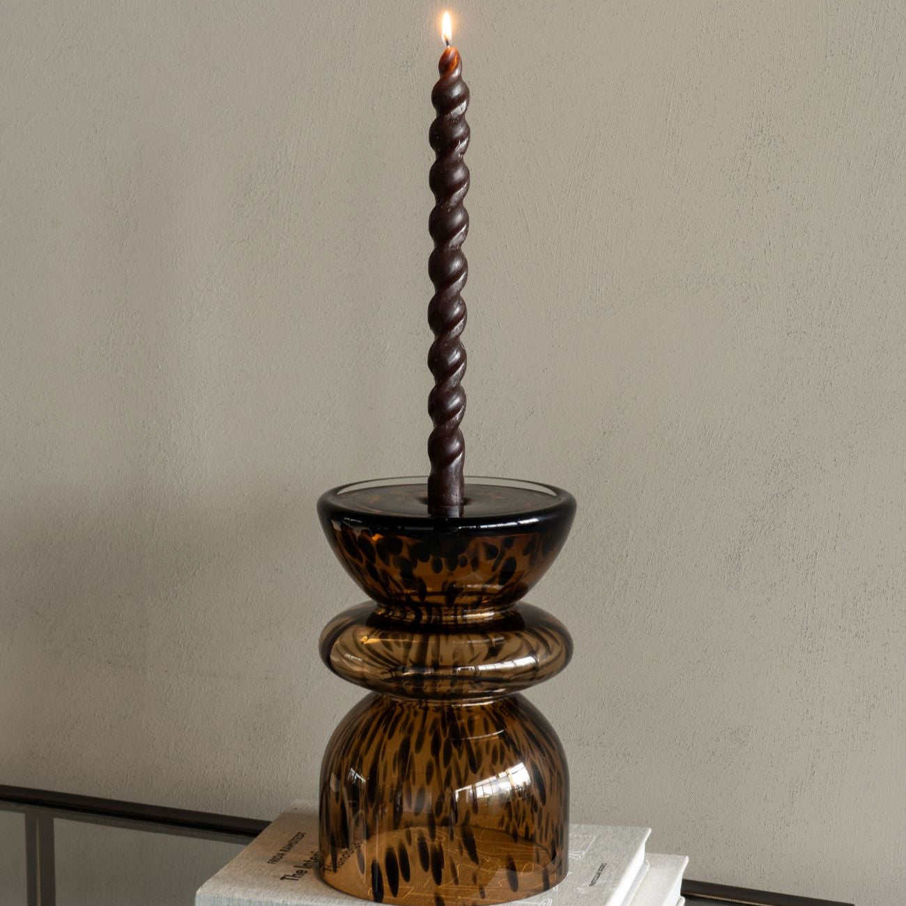 Brown Spotted Glass Vase / Candle Holder