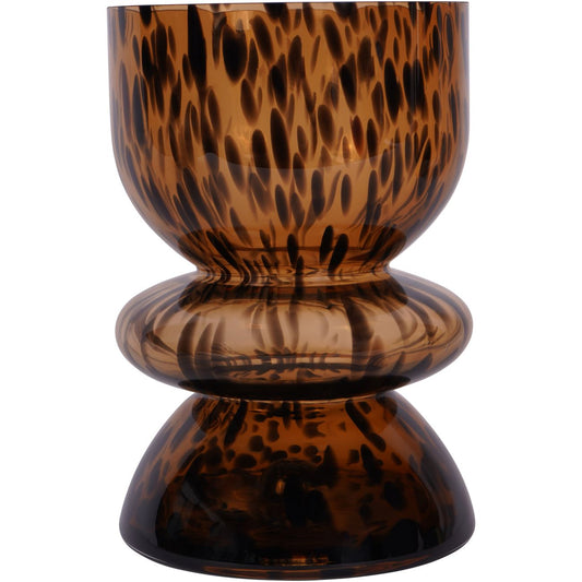 Brown Spotted Glass Vase / Candle Holder