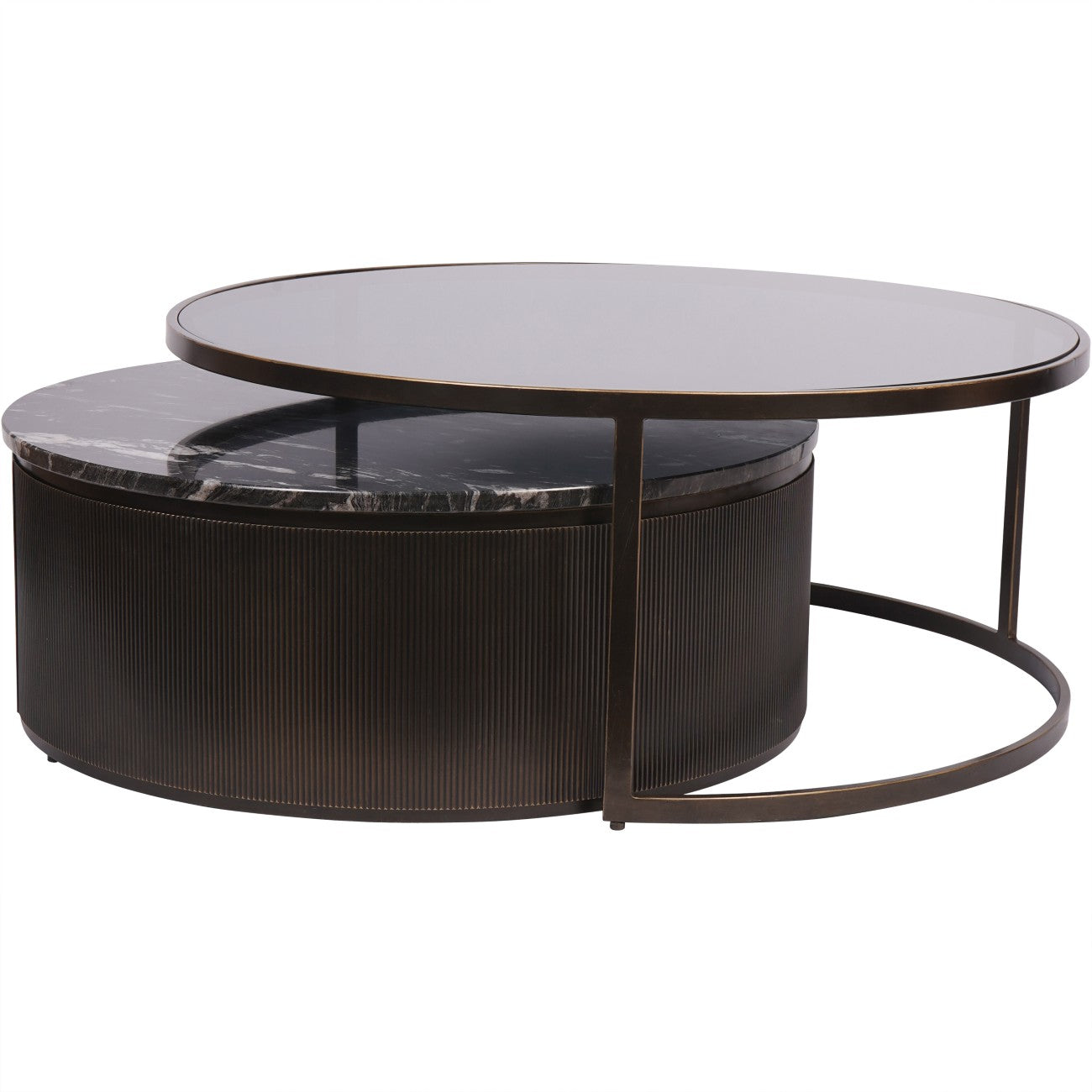 Black Corrugated Set Of 2 Nesting Coffee Tables
