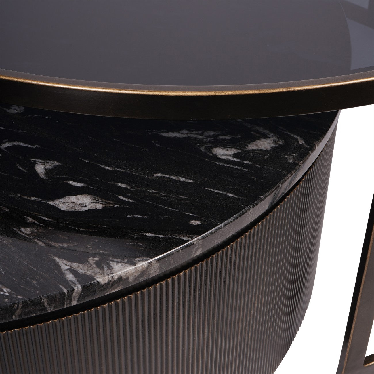 Black Corrugated Set Of 2 Nesting Coffee Tables
