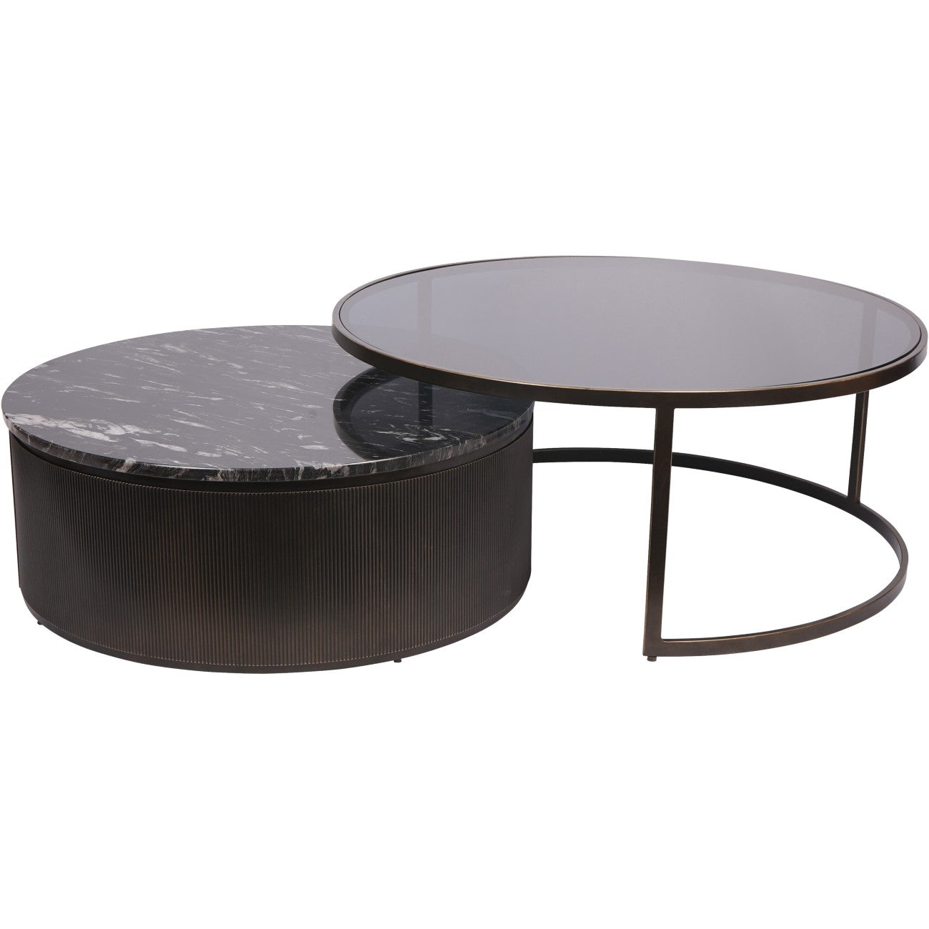 Black Corrugated Set Of 2 Nesting Coffee Tables