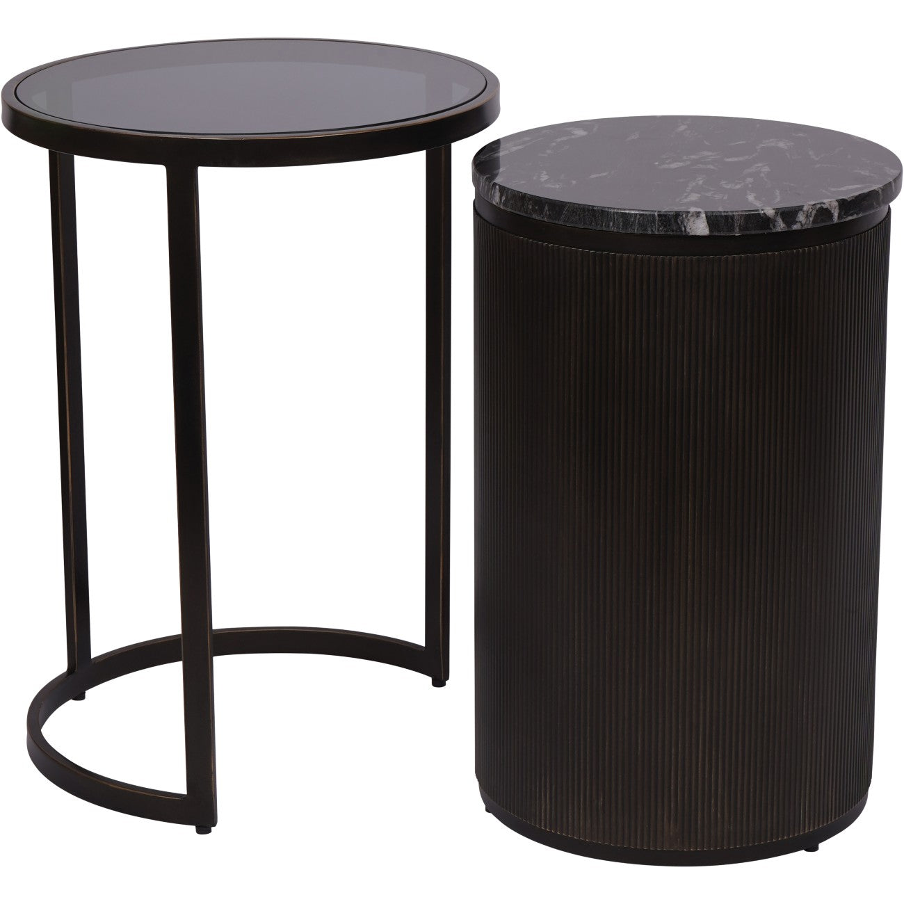 Black Set of 2 Corrugated Nesting Side Tables