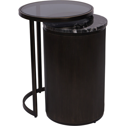 Black Set of 2 Corrugated Nesting Side Tables