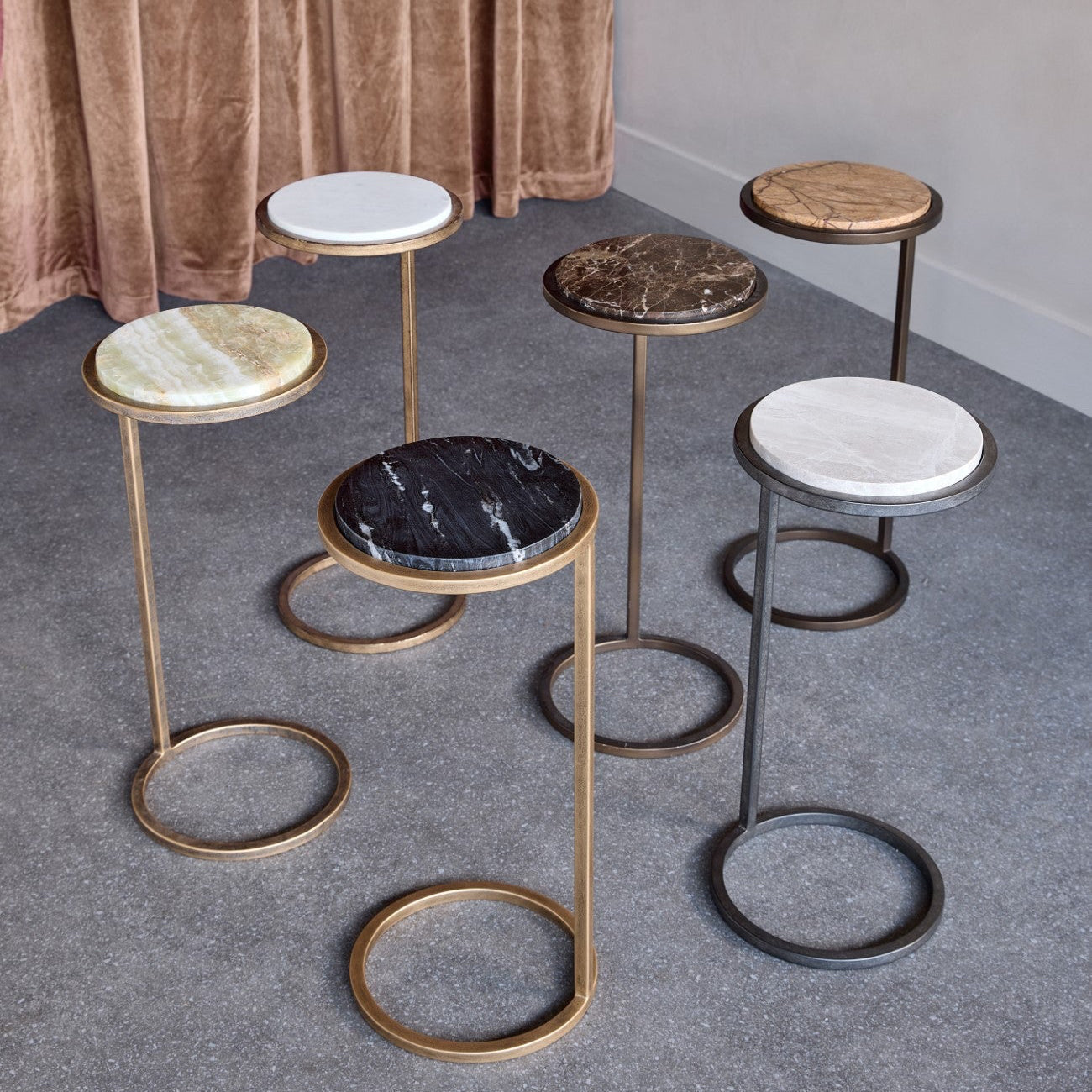 Black Marble & Gold Small Sofa Side Table