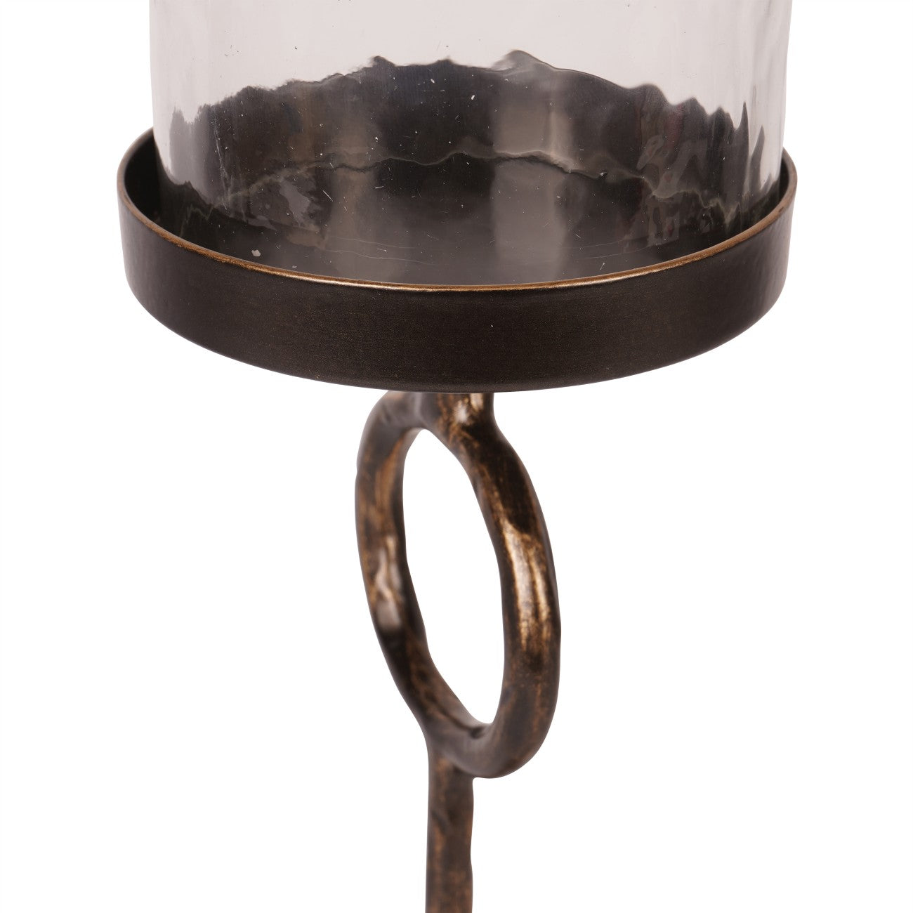 Antique Gold Table Hurricane Candle Holder With Marble Base | Large